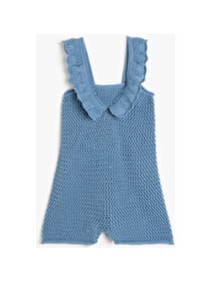 Koton Kare Yaka Fırfır Detaylı Askılı Triko Tulum