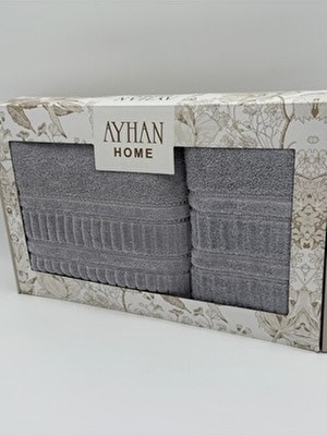 ayhanhome 2'li Jakarlı Kutulu Banyo Havlu Hamam Takımı 1 Adet 90X150, 1 Adet 50X90