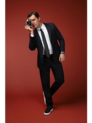 Kiğılı 7 Drop Slim Fit Dar Kesim Pamuklu Lyocell Kruvaze Takım Elbise