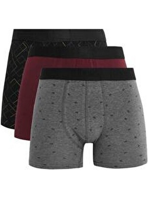 Tudors Erkek 3'lü Pamuk Likralı Esnek Kumaş Boxer