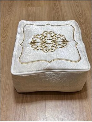 Mustgross Çeyizlik Hurç Kadife Gold Işlemeli 28X33 Ebatında Tekli Krem Bohça Nişan Gelin Damat Hurcu