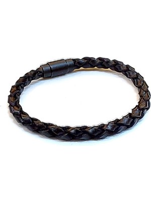 Herşey Nota Shadow Weave – Ince Örgü Hakiki Deri Erkek Bileklik