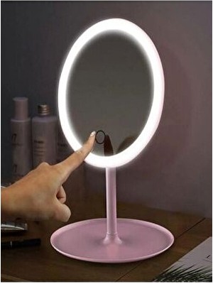 Dokunmatik LED Işıklı USB Li Yuvarlak Masa Üstü Makyaj Aynası Güzellik Şarjlı Makyaj Aynası