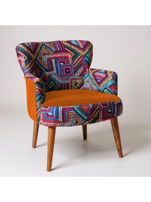 Waterybrook Tekli Berjer Koltuk - Dijital Baskılı Babeface Kumaş – Ceviz Ayaklı - 5 Renk Seçeneği