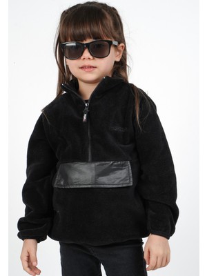 Dublino Kids Kız Çocuk Polar Dik Yaka Yarı Fermuarlı Sweatshirt Hırka Ceket