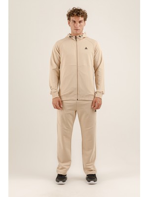 Airlife Saturn Ur7 Pro I Tam Boy Fermuarlı Erkek Kapüşonlu Sweatshirt Bej