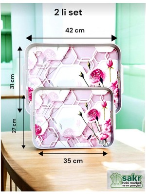 Sakr Hobi Market Tepsi Plastik Büyük Küçük Boy Ikili Tepsi Çay Kahve Tepsi sunum tepsisi