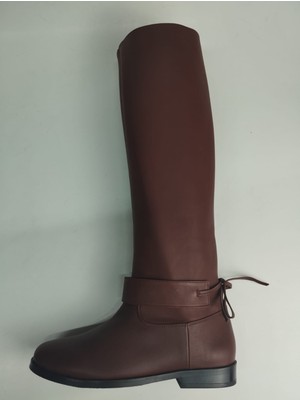 Lucciola Kadın Hakiki Deri Körüklü Yarım Astar Kahverengi Çizme