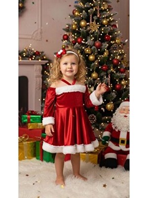 Miaras Baby Kız Çocuk Yılbaşı Kostüm Parti Elbisesi Tüy Detaylı Trend Silüet