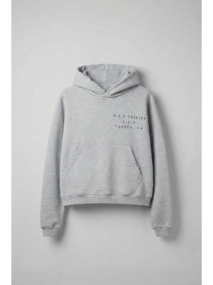 Abluka Online Erkek Yazı Baskılı Gramajlı Urban Hoodie Gri