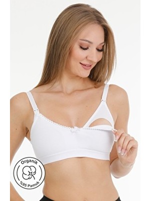 Parlingerie Emzirme Sütyeni Dantelli Kapsız Beyaz