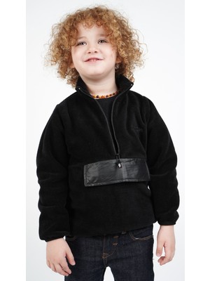Dublino Kids Erkek Çocuk Polar Dik Yaka Yarı Fermuarlı Sweatshirt Hırka Ceket