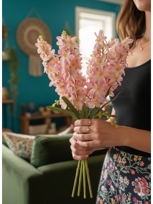 Yasima 5 Dallı Açık Pembe Sümbül Ev Dekorasyonu