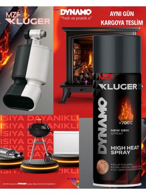 Mzf Kluger Siyah 700°C Isıya Dayanıklı Sprey Boya Kolay Uygulama ile Modern Tasarım