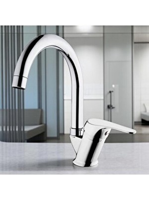 Viosa Krom Mix Lavabo Bataryası Aç Kapa Çift Su Girişli Musluk 5 Yıl Garantili