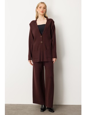 Mutlu Ertan Kadın Düğme Detaylı Triko Ceket Vino 20235