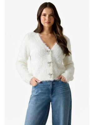 Guess Tomiko Kadın Beyaz Yün Karışımlı Triko Hırka W5BR91Z3JI2-G1O6