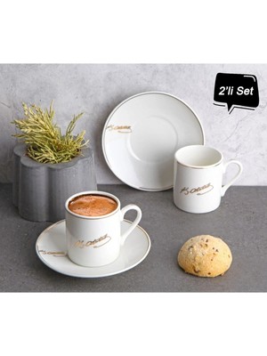 Tuncel Store Atatürk Imza Tasarımlı Porselen 2'li Kahve Seti