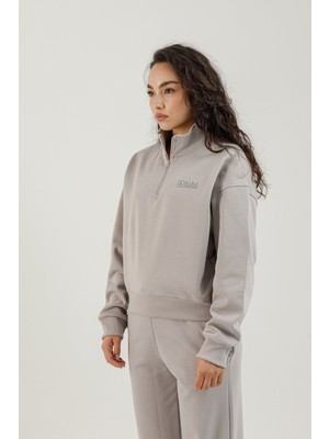 Airlife Bolder Fz.7 Yarım Fermuarlı Kadın Dik Yaka Sweatshirt Gri