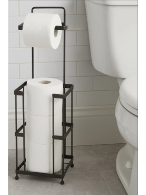 Wirewel Mat Siyah Yedekli Ayaklı Tuvalet Kağıtlığı, Paslanmaz Premium Seri Wc Kağıtlık Askısı Askılığı