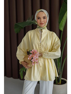 Moonsc Nervürlü Keten Tesettür Gömlek