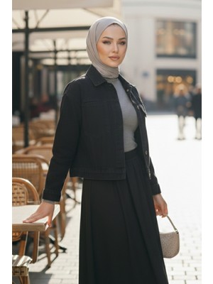 İlkimay.com Basic Cepli Kot Ceket 1670 - Siyah