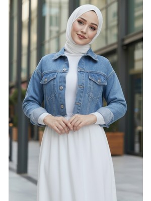 İlkimay.com Cepli Kısa Kot Ceket 1669 - Mavi