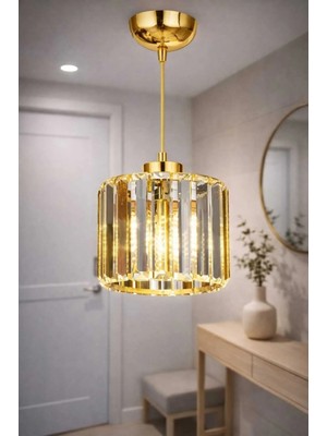 Bohem Aydınlatma Modern Gold(Altın) Kristal Sarkıt Avize Koridor Antre Uyumlu Şeffaf