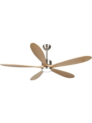 Reiga 152 cm Akıllı Doğal Ahşap Lüks Tavan Vantilatörü LED Işıklı ve Sessiz, Dış Mekan Uyumlu