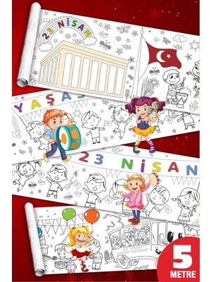 23 Nisan Çocuk Bayramı Dev Boyama Kağıdı Boyama Rulosu Büyük Boy 5 Metre