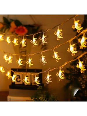 Roichil Hilal ve 3 Mini Yıldız Şekilli 3.5 Metre USB LED Işık – 20 Led’li Dekoratif Ramazan Dekorasyonu