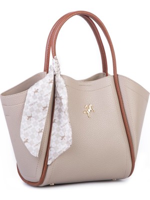 Nas Bag Kadın Fularlı El ve Omuz Çantası Kum Taba Lopez