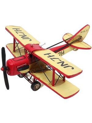 Erseyy Dekoratif Metal Uçak Çift Kanatlı Biblo Dekoratif Hediyelik