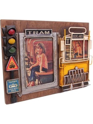 Erseyy Dekoratif Metal Çerçeve Tramvay Dekorlu Vintage Ev Ofis Hediyelik