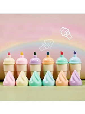 Nasadan Külah Dondurma 6'lı Fosforlu Kalem Seti