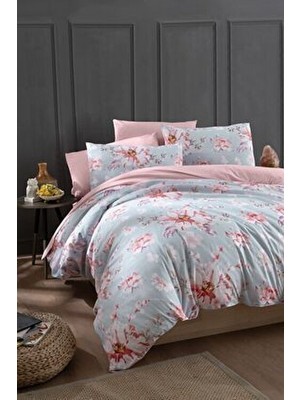 Lastikli Çarşaflı Çift Kişilik Nevresim Takımı Rose