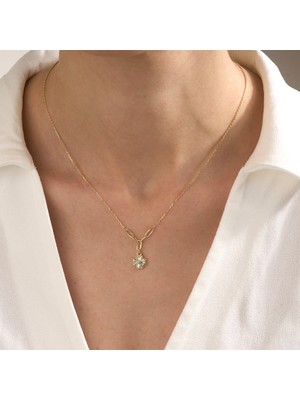 Gold Marley 14 Ayar “luminous Blossom” Işık Çiçeği Altın Kolye