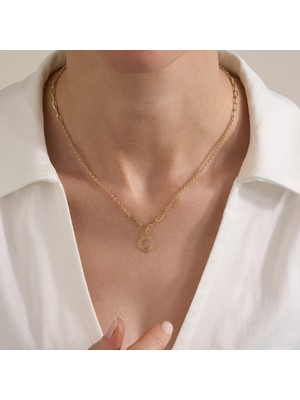 Gold Marley 14 Ayar Aura Halka Altın Kolye