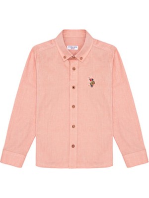 U.S. Polo Assn. Erkek Çocuk Kiremit Uzun Kollu Basic Gömlek Günlük Stil Cepsiz