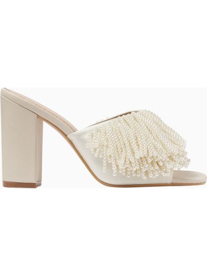 Myriade 120, El Işçiliği Boncuk Detaylı Lüks Deri Topuklu Mule