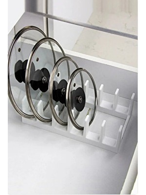  1 adet tencere kapağı organizeri - 6 bölmeli tencere kapak dolap ıçi düzenleyici kapak düzenleyicisi