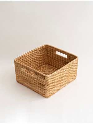 Koza Home Meander Rattan Orta Boy Saklama Kutusu & Dekoratif Sepet 30X28X16 cm 4584