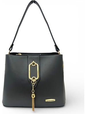 Sanmorris Gold Detaylı 3 Bölmeli Omuz ve Çapraz Çanta