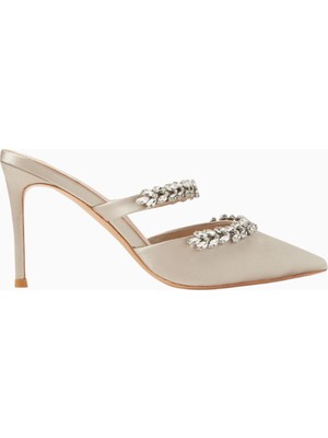 Nass Autumn 90 Kristal Taşlı, Saten Sivri Burun El Yapımı, Şık ve Zarif Mule