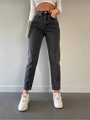 Geenz Manifacture Semy Antrasit Süper Yüksek Bel Comfort Likralı Mom Kot Pantalon