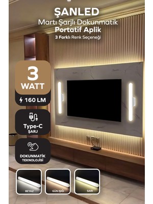Şarjlı Mıktantıslı Işık Micro USB Kablosuz LED 3 Farklı Işık Martı Aplik -1-2-4- 8-10 Adet