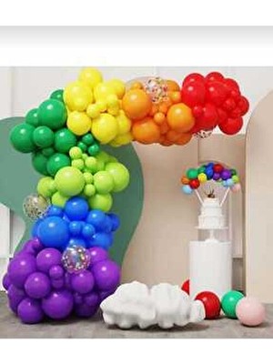 Kalisan 51 Zincir Balon Seti Çok Renkli 105 Adet 12 Ve 5 İnç Balonlarla Parti Kutlamaları İçin
