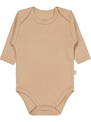 Civil Baby Düz Renkli Uzun Kol 3-9 Ay Çıtçıtlı Badi - Kahverengi 6-9 Ay