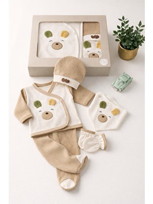 Yeni Doğan 5 Li Hastane Çıkış Seti Zıbın Seti Bebek Hastane Çıkışı Hediyelik Hastane Çıkışı