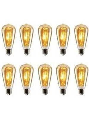 Cata 6W Rustik LED Ampul E-27 Duy Tipi Amber Renk 10 Adet Sıcak Sarı Işık